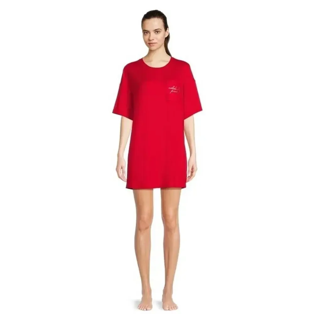 CELEBRITY PINK SLEEP WOMENS RED OVERSIZED‎ SLEEP SHIRT NIGHTGOWN SIZE M/L NWT